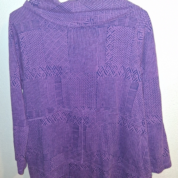 Escape By Habitat Pullover Cowl Neck Patchwork Abstract Boho Cotton Peru M - Picture 6 of 6